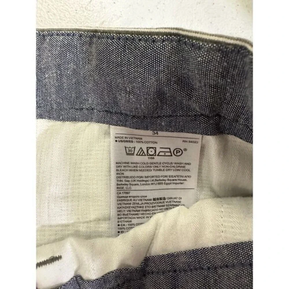 Banana Republic Khakis Shorts Men 34 Black White Stripe Flat Front Casual Pocket